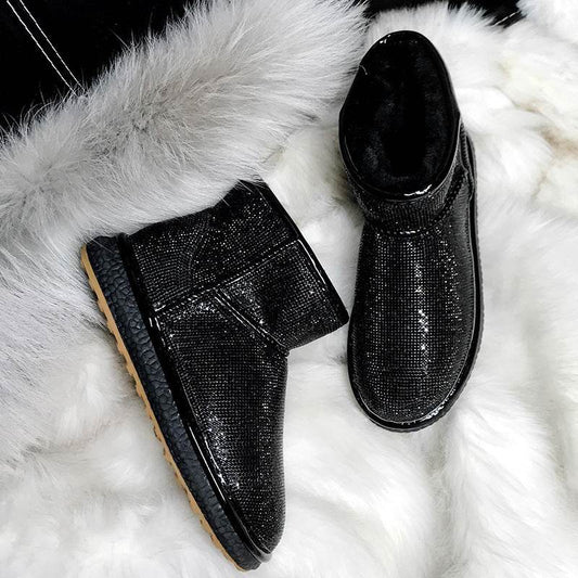 Rhinestone snow boots - Mubimart