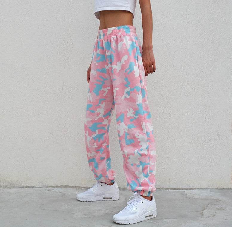 NCLAGEN New Women Camouflage Print Trousers Loose Harem Camo Pants Spring High Waist Casual Joggers Elastic Sweatpants - Mubimart