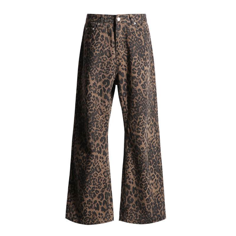 Leopard Jeans Wide Leg Loose Women - Mubimart