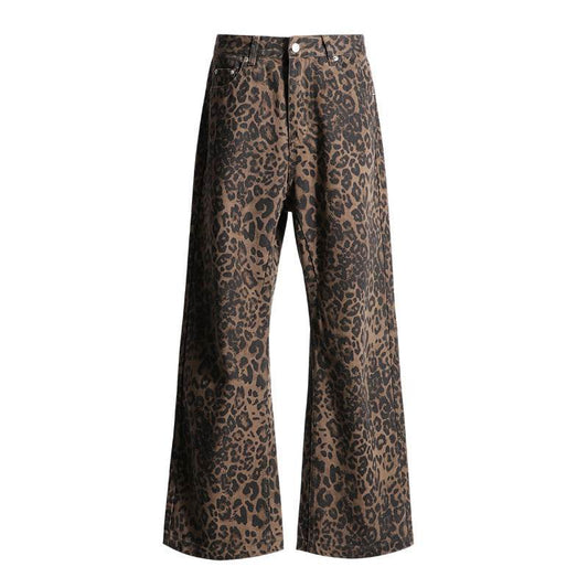 Leopard Jeans Wide Leg Loose Women - Mubimart
