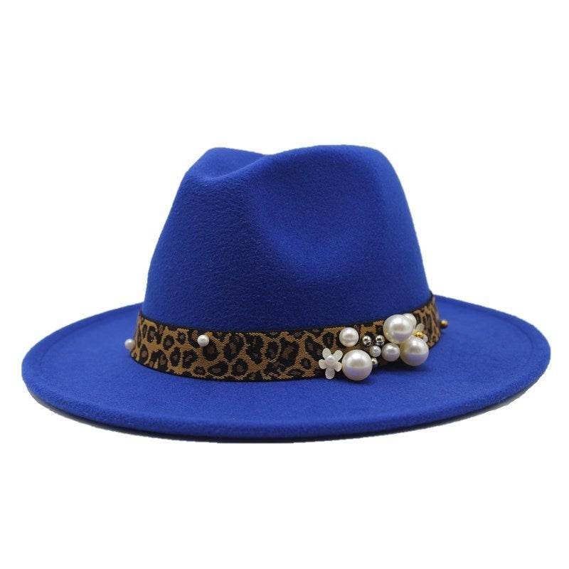 Winter wool Fedoras For Women Wide Brim Felt Hat - Mubimart