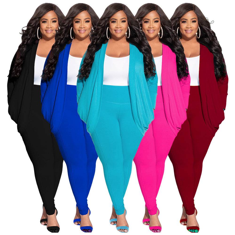 Cardigan And Leggings Plus Size Suit For Women - Mubimart