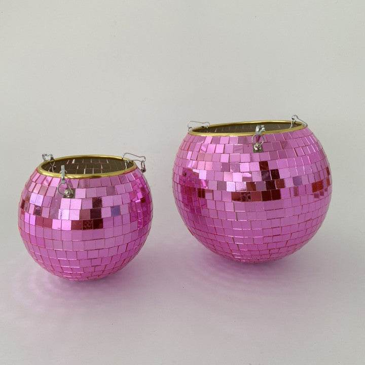 Cross-border Disco Ball Planter Hanging Mirror Spherical Plastic Flowerpot - Mubimart