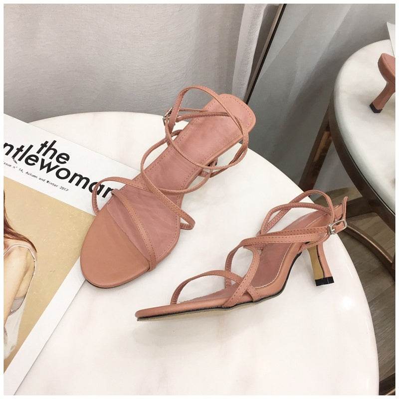 Cutout Roman Stiletto Heels - Mubimart