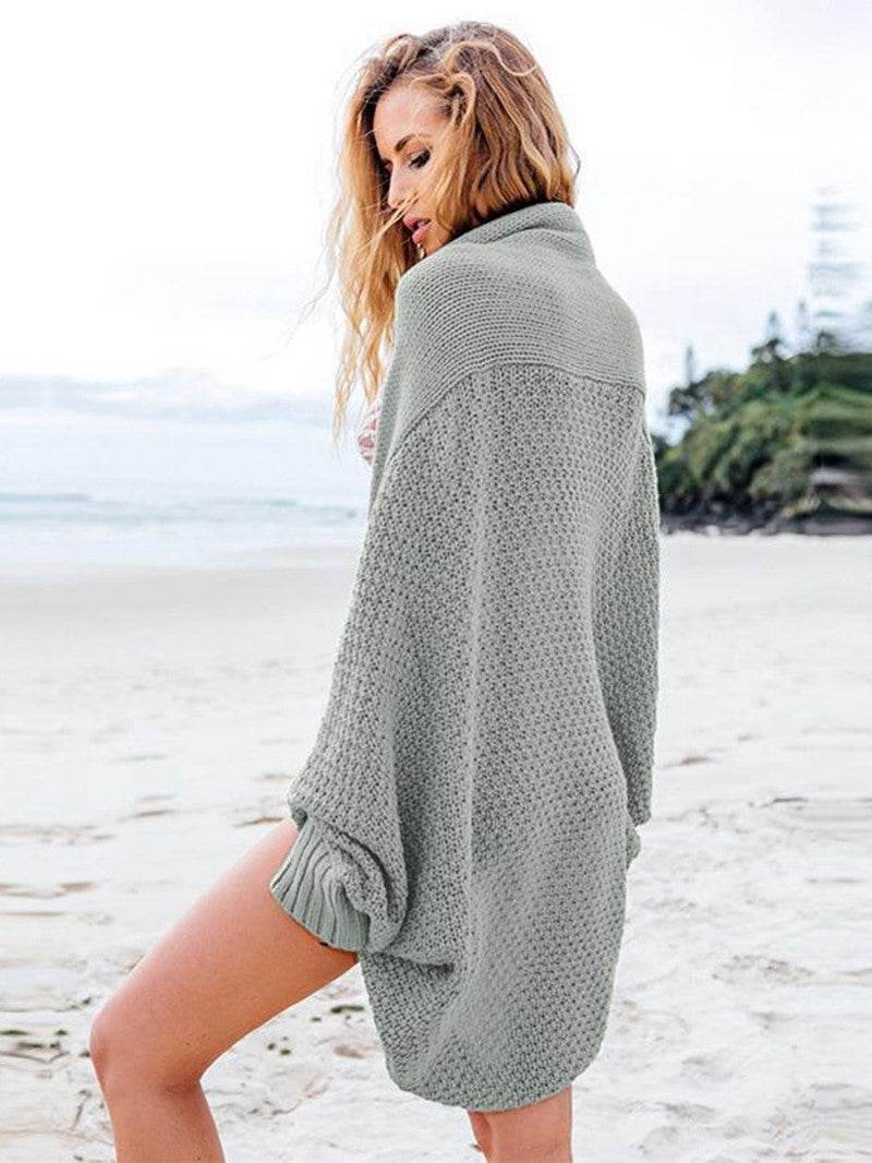 Bat Ssleeve Plus Size Knitted Cardigan Sweater - Mubimart