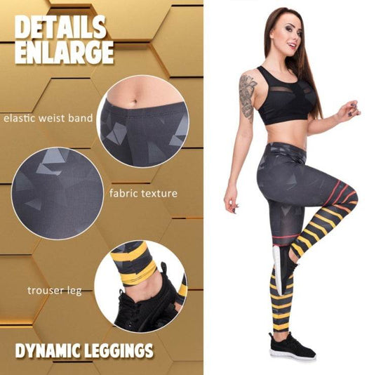 Striped printed Capris Yoga Leggings - Mubimart