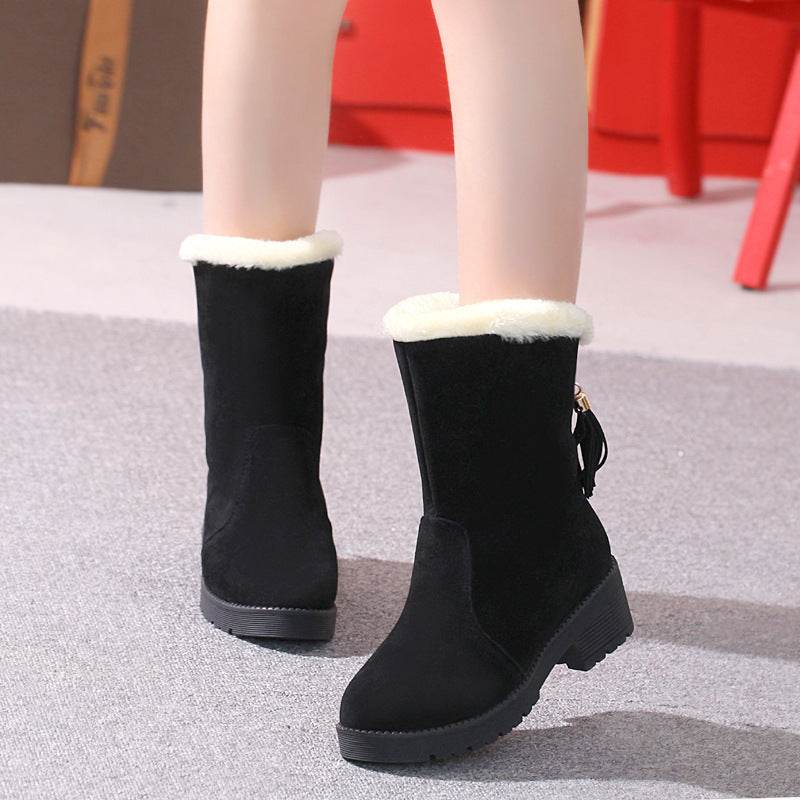 Fashion snow boots round toe boots - Mubimart