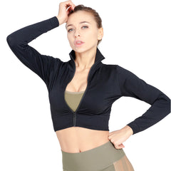 Women's stand-up collar bar belly button workout clothes top - Mubimart -  