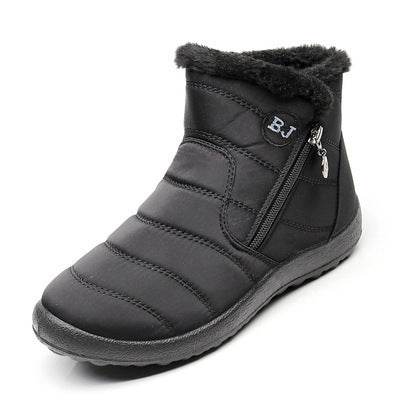 Umbrella Cloth Snow Boots Side Zipper Cotton Boots Mid-calf Waterproof Snow Boots - Mubimart