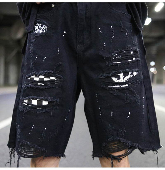Loose denim shorts - Mubimart