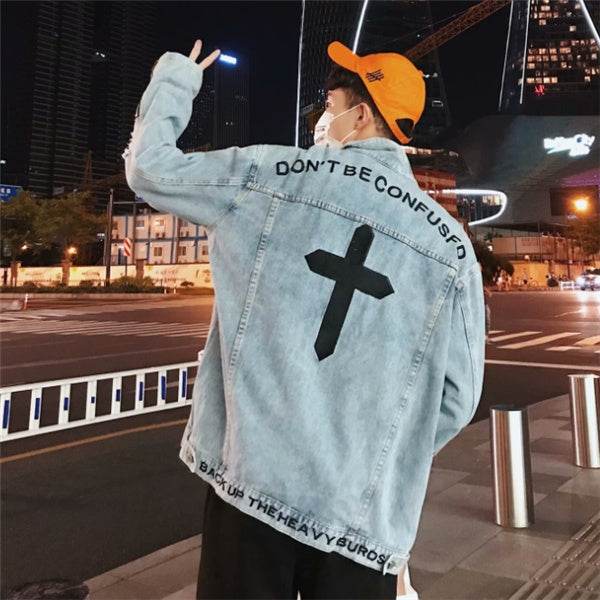 Embroidered denim jacket - Mubimart
