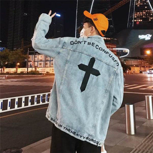 Embroidered denim jacket - Mubimart