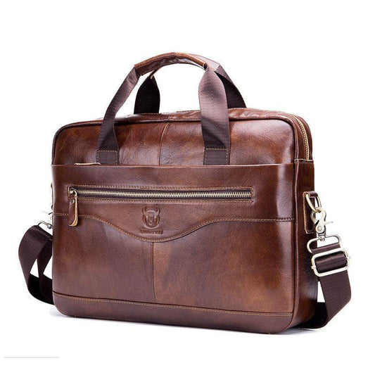 First layer cowhide multifunctional briefcase - Mubimart