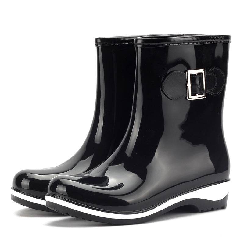 Rain boots warm mid tube snow boots - Mubimart
