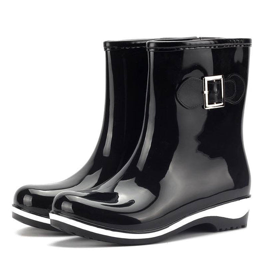 Rain boots warm mid tube snow boots - Mubimart