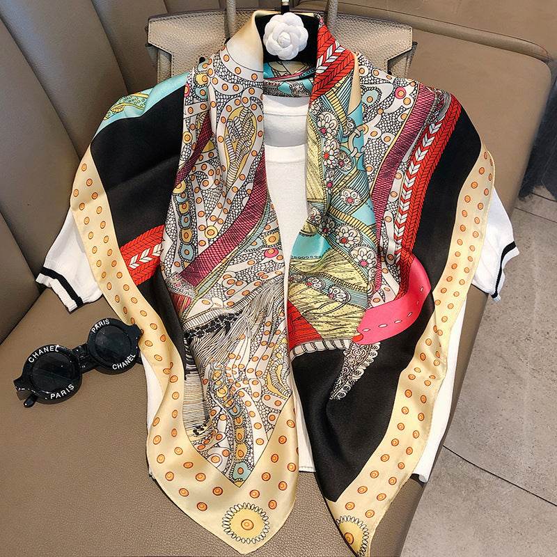 Fashion Silk Scarves Female Printing Hijab - Mubimart