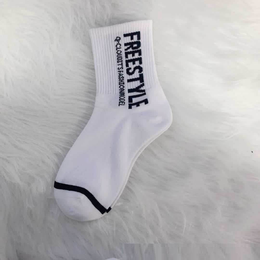 Spring Socks Letters Tube Socks Ins Japanese Pure Cotton Socks Hip Hop European And American Style Athletic Socks - Mubimart