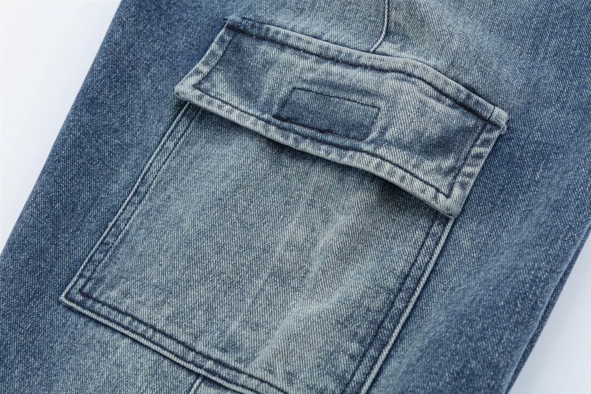 Loose Cargo Wide Leg Jeans - Mubimart