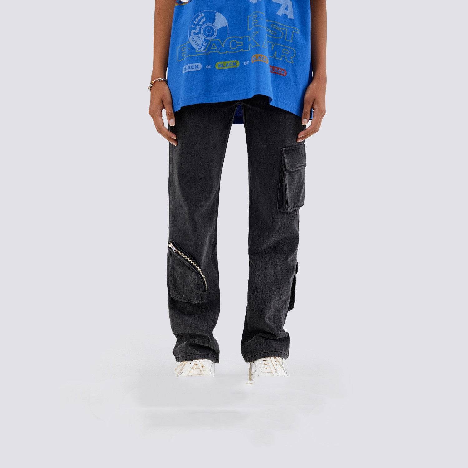 Mens Fashion Casual Loose Straight Jeans - Mubimart