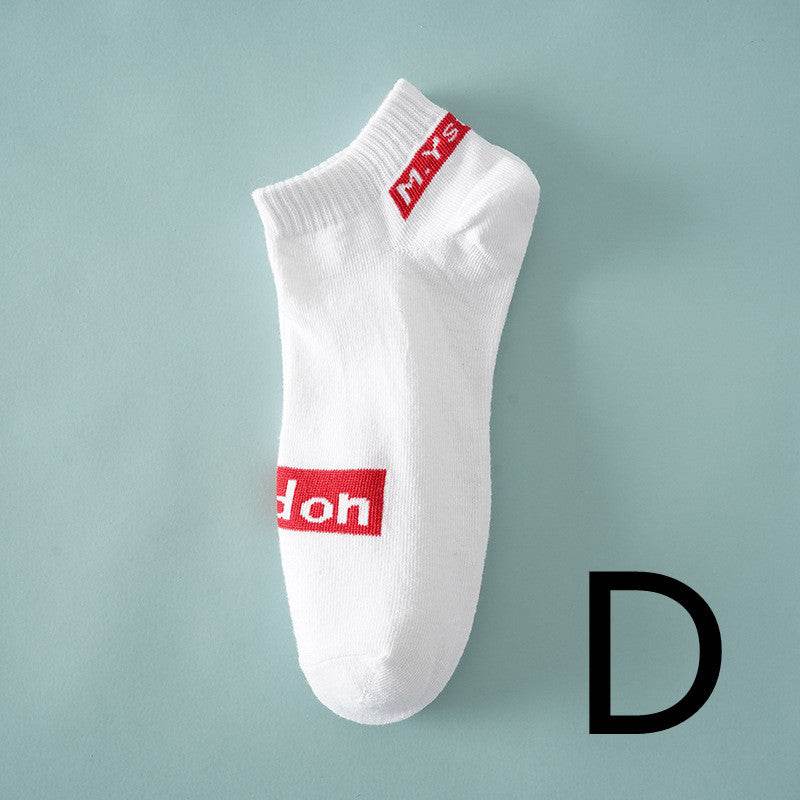 Thin Breathable Socks Low-cut Letter Pattern - Mubimart