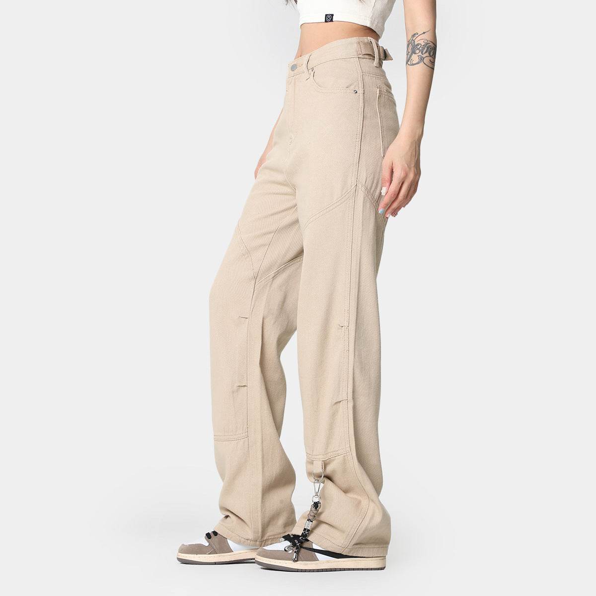 Narrow Design For Men And Women Straight Cargo Pants - Mubimart