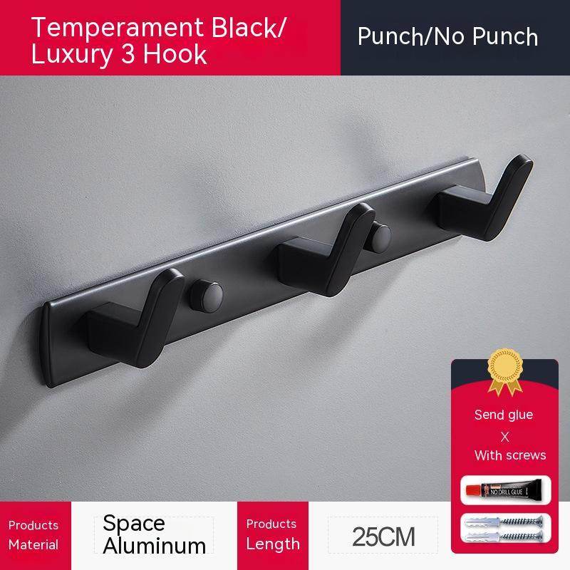 Punch-free Space Aluminum Coat Hook Toilet Coat Hook - Mubimart