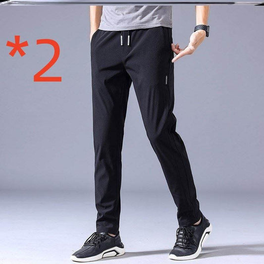 Drawstring Trousers Thin Casual Pants Korean Version Loose Straight Sweatpants Mens Clothing - Mubimart