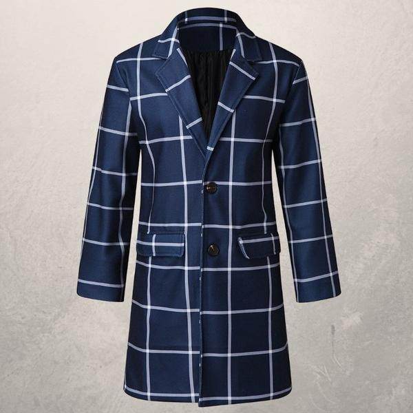 Men's plaid trench coat - Mubimart