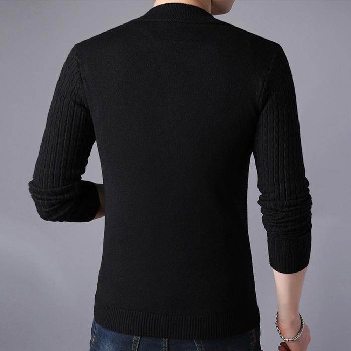 Solid Color Twist Knit Cardigan With Zip Sweater Coat - Mubimart