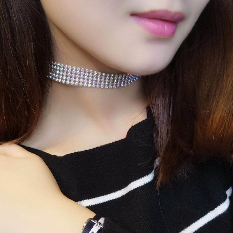 Fashion Women Full Crystal Rhinestone Choker Necklace Wedding Jewelry Chokers Necklaces For Women - Mubimart