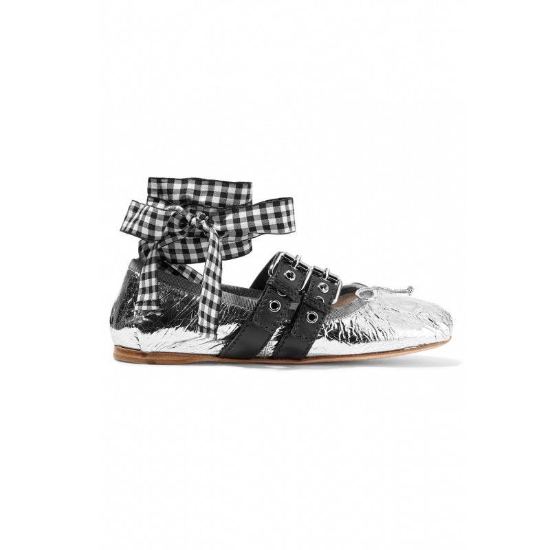 Ballet flats with round head belt buckle - Mubimart