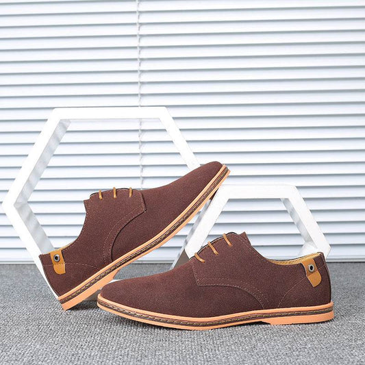 Spring suede men's shoes leather casual oxford shoes - Mubimart
