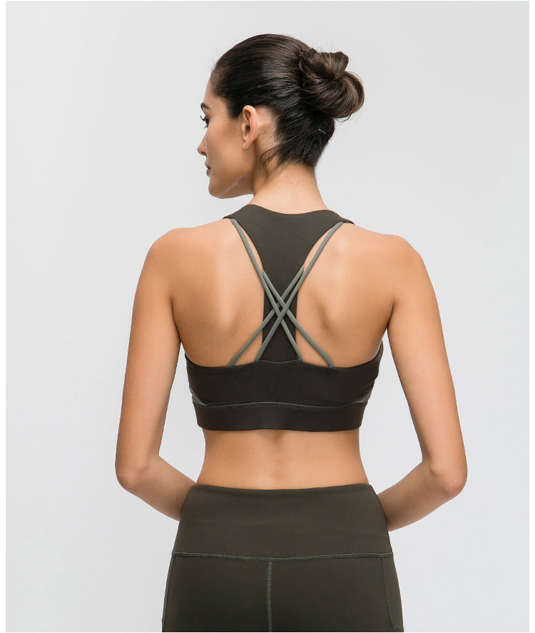 Contrast-panel sports bra - Mubimart -  