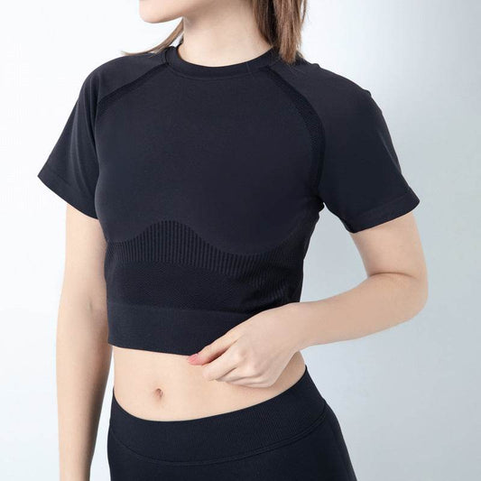 Sew Knit Solid Color Yoga Workout Top - Mubimart