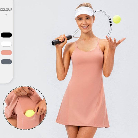Women Tennis Yoga Skirt High Stretch Soft Nylon Sports Badminton Golf Dress And Fitness Shorts 2 Pcs Set Workout Casual Clothing - Mubimart