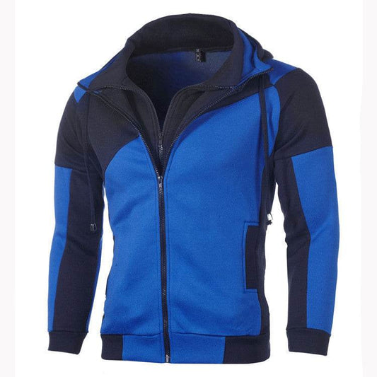 New Double Zipper Hoodie Men's Hoodie Stitched Zipper Jacket - Mubimart