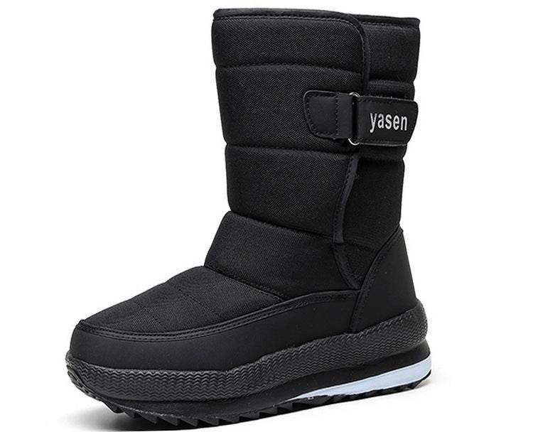 Men's Waterproof Snow Boots Short Ski Boots Fleece-lined Hiking Shoes - Mubimart
