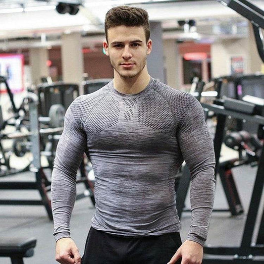 Workout Exercise T-shirt High Elastic Tights Long Sleeve Bottoming Shirt - Mubimart
