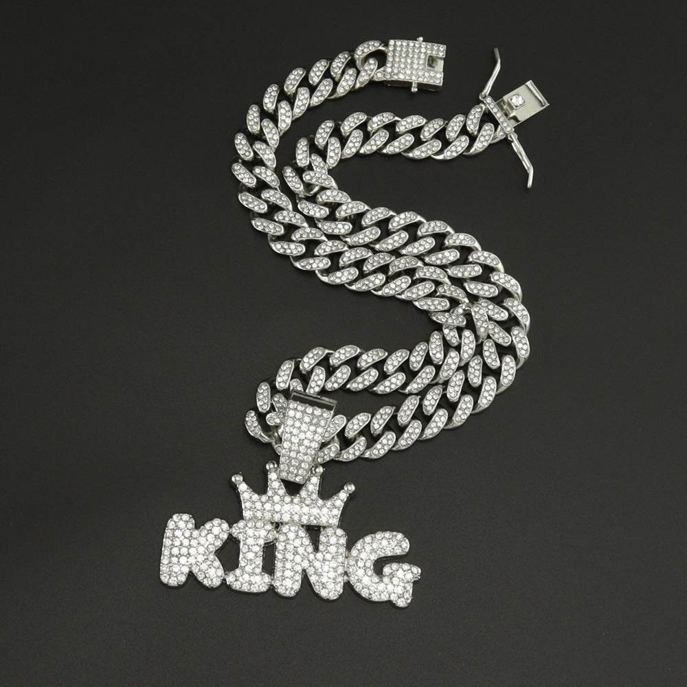 Mens Fashion Alloy Necklace With Diamond Pendant - Mubimart