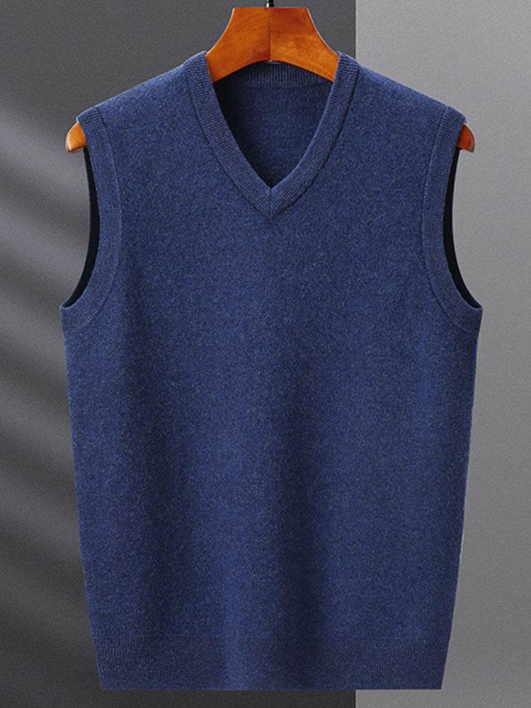 Fashion Cashmere Vest Men's Sleeveless Sweater - Mubimart