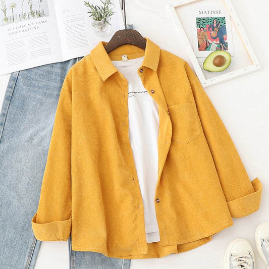 Loose long sleeve shirt jacket - Mubimart