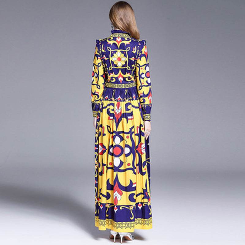 Printed pleated maxi dress - Mubimart