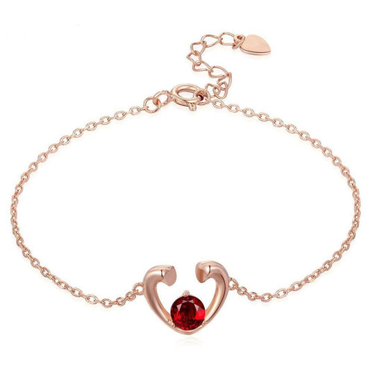 Natural Garnet Round Delicate Gemstone Bracelet - Mubimart