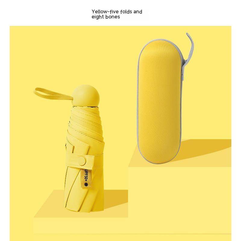 Mini Five-fold Umbrella Capsules Sun Umbrella Sun Protection UV Protection - Mubimart