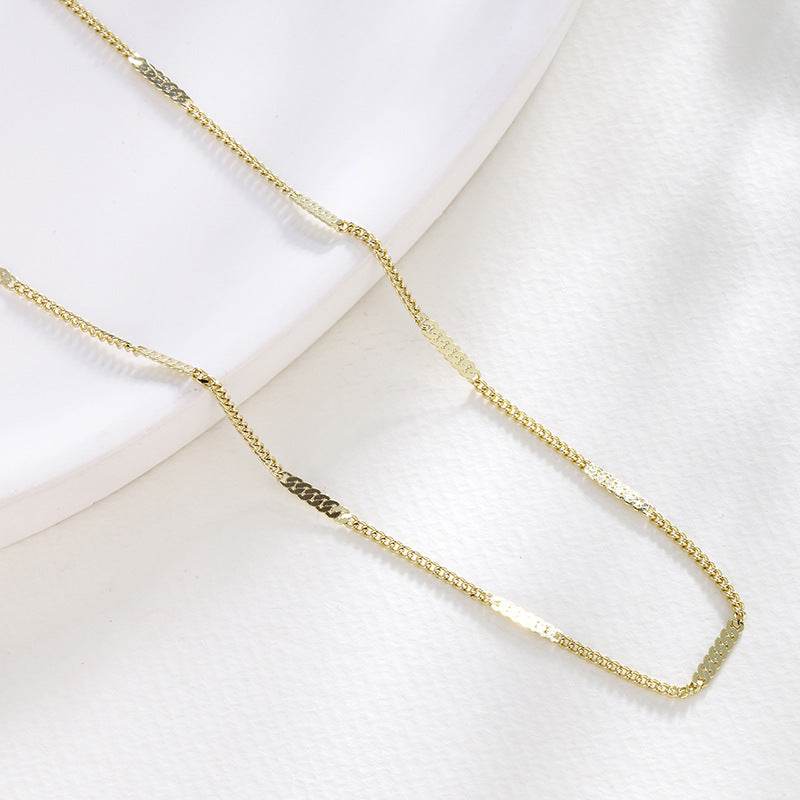 Side Pressure Sequins Copper Alloy Necklace European And American Simple Bone Chain Choker Women - Mubimart