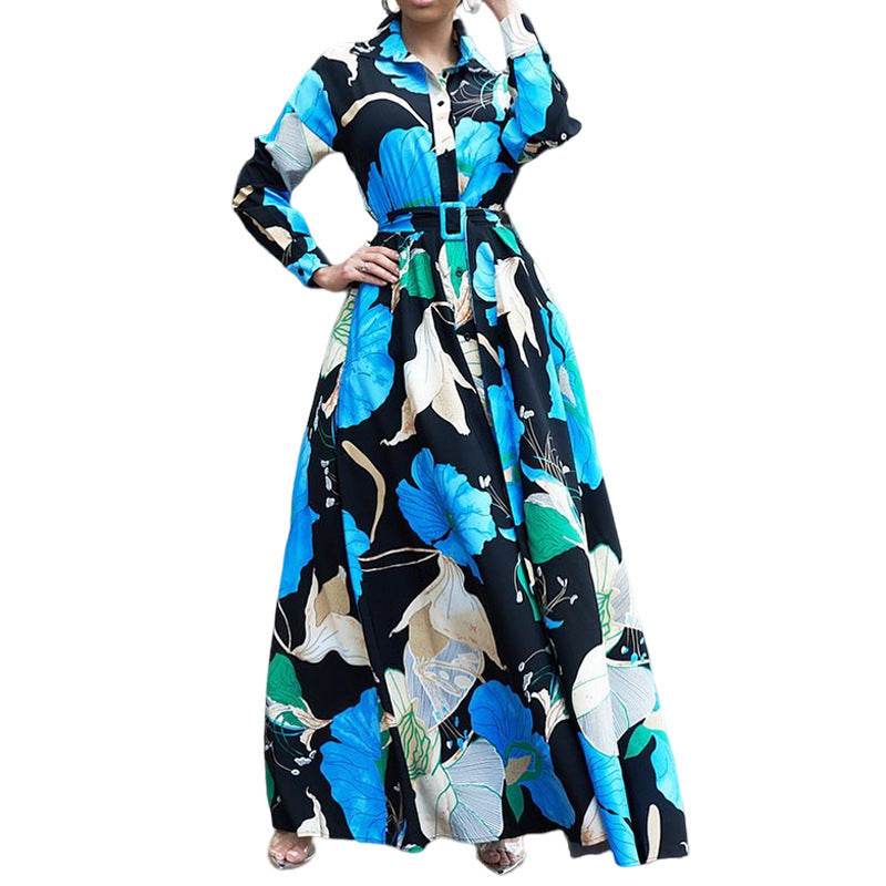 Women's Fashionable Printed Midi Dress - Mubimart