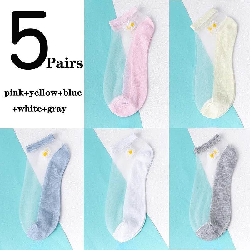 Women's Low-cut Liners Transparent Spun Glass Thin Socks - Mubimart