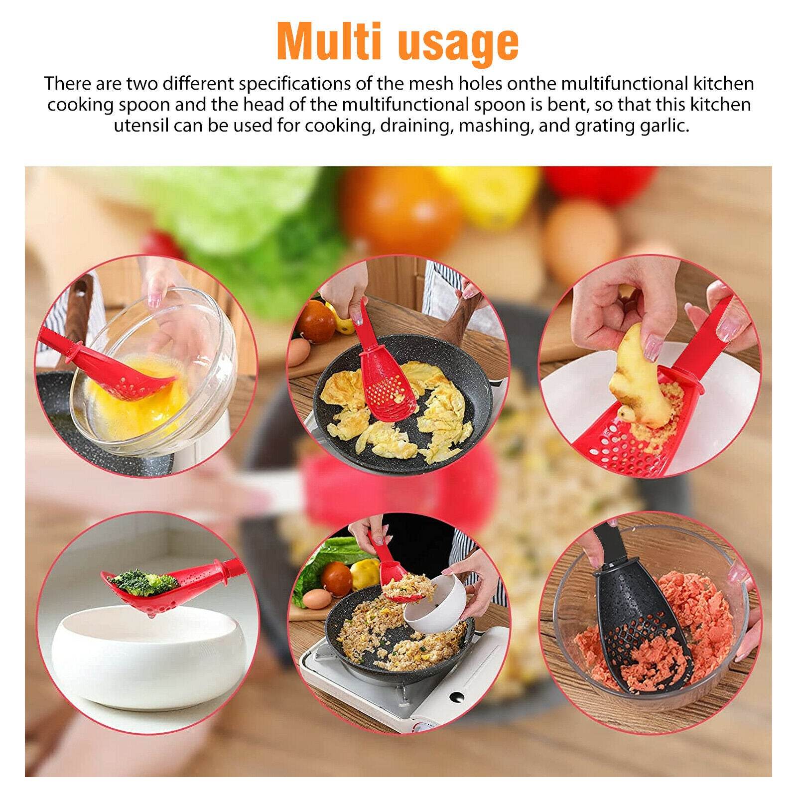 2PCS Kitchen Cooking Spoon Tool Multifunction Scoop Soup Skimmer Heat Resistant Kitchen Cooking Spoon - Mubimart