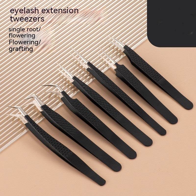Stainless Steel Tweezers High Density Beauty Flowering Grafting False Eyelash Tweezers - Mubimart