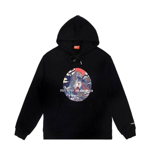 Chinese Style Sweater Mens Unic Orn Print Hoodie - Mubimart